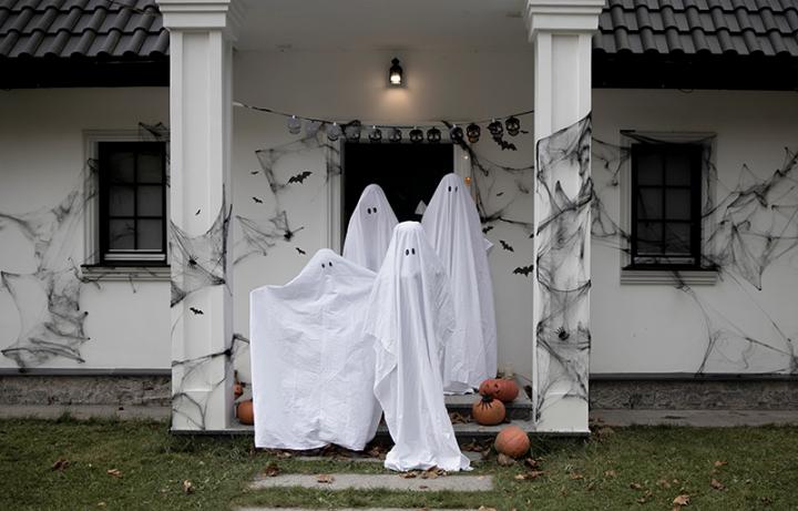 Ghosts on house porch